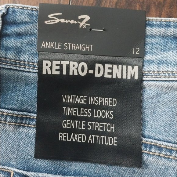 Seven7 Jeans Retro-Denim Ankle Straight Vintage Embroidered Cut Out Leg Sz 12 - Picture 5 of 15